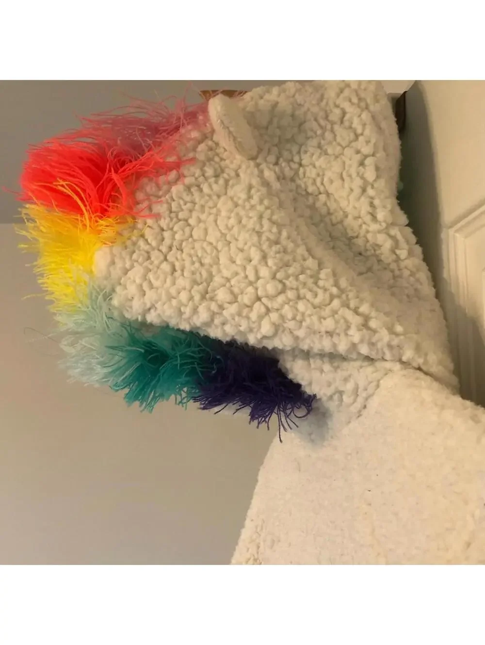 Cat & Jack Girls Cream Sherpa Hoodie with Unicorn Hood